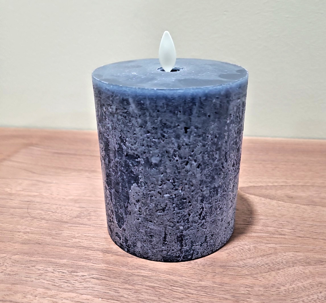 Pottery Barn Luminara Flickering Flameless Candle Navy 4 in x 4.5 in