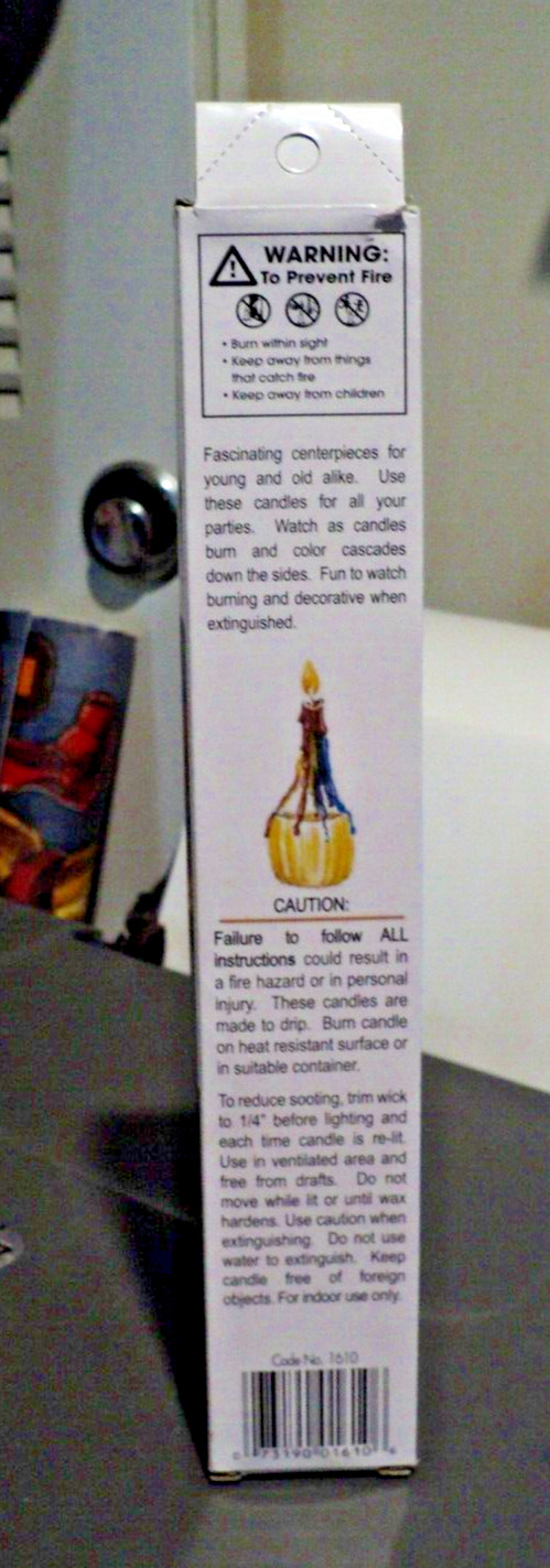 MULTI-COLOR Drip Candles: 1 Candle per Pack: BRAND NEW: 10″ Taper: Bottle Art