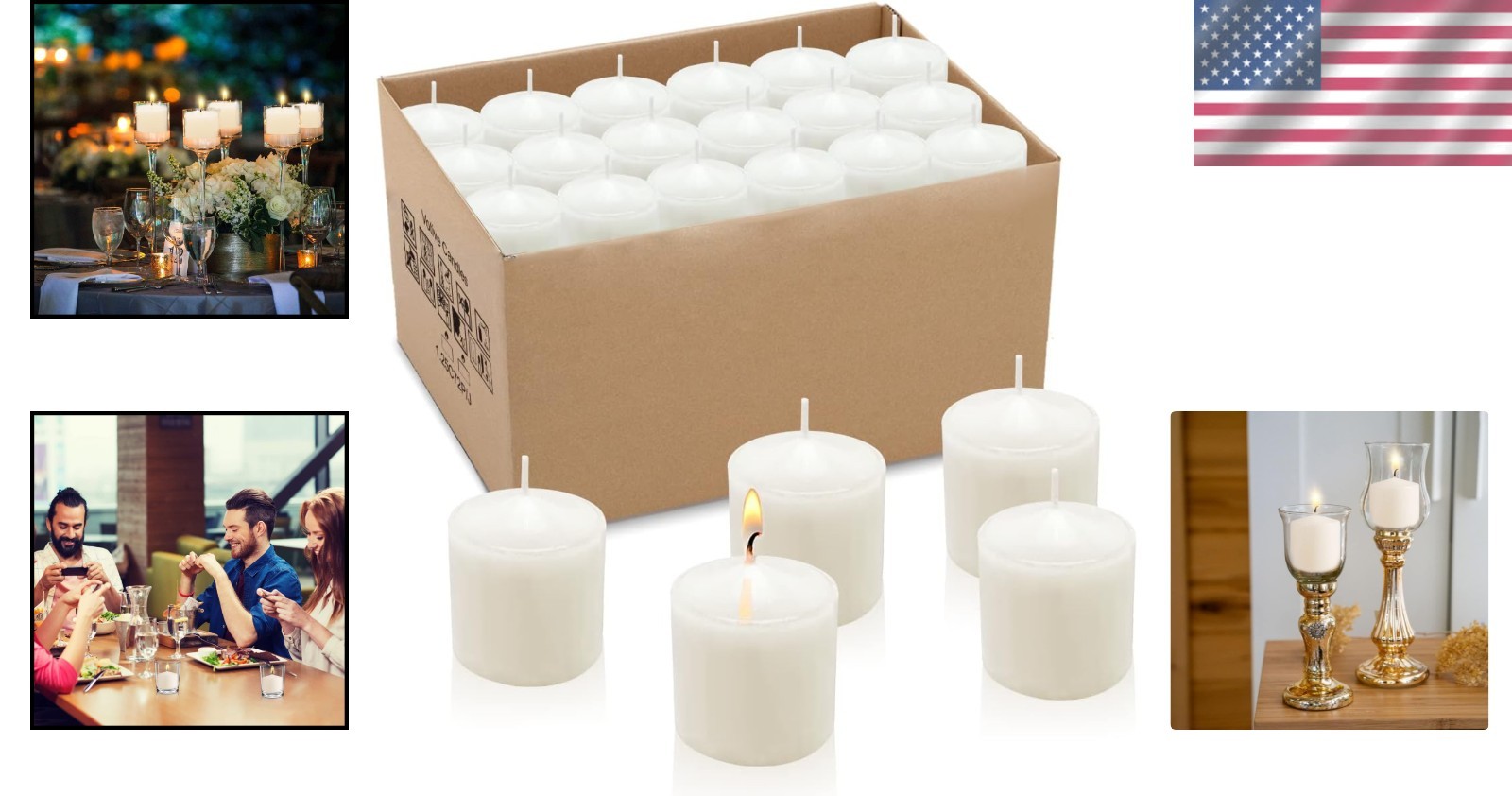 10 Hour White Votive Candles for Weddings Party Spa and Emergency, Set of 36 Uns