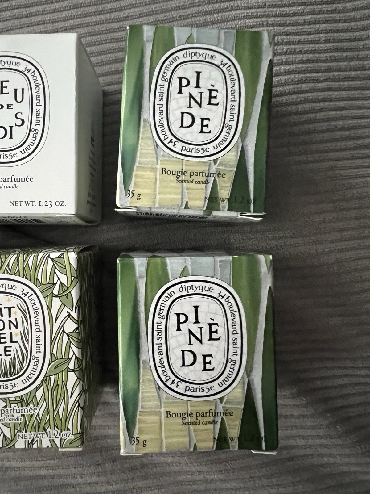 Diptyque Set of 6 Travel 35g Candles: Pinede Citronelle Roses Cafe Feu de Bois