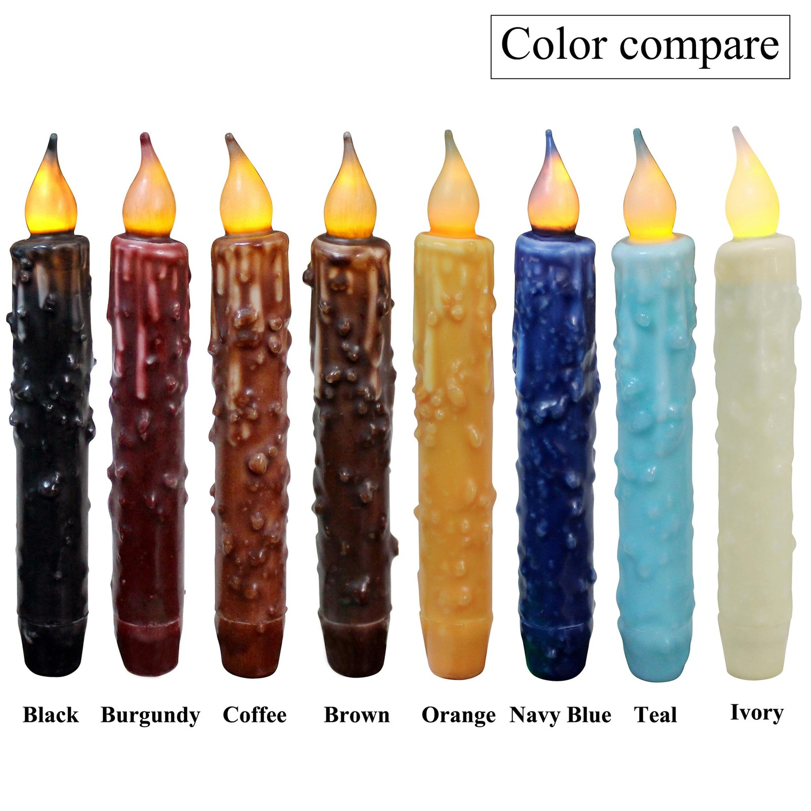 CVHOMEDECO. Real Wax Hand Dipped Battery Operated LED Timer Taper Candles Rus…