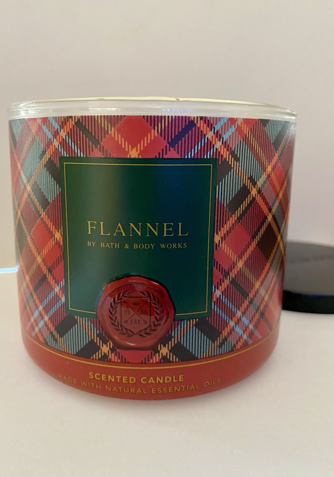 Flannel Scented Candle Bath & Body Works Tartan Glass 3-Wicks-Canada -14.5oz NEW