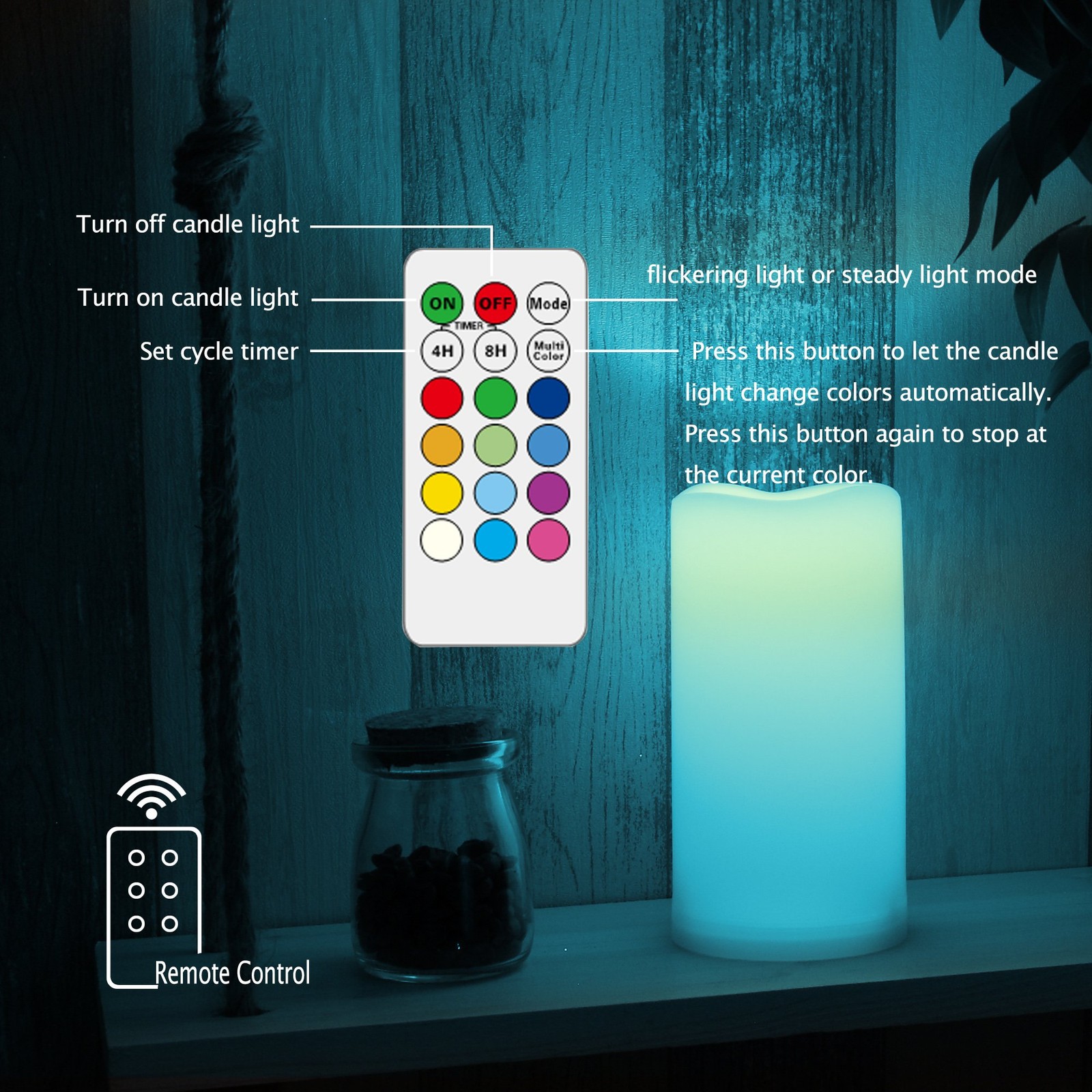 Outdoor Waterproof Color Changing Flameless Plastic 3″x4″ Multi-color, White