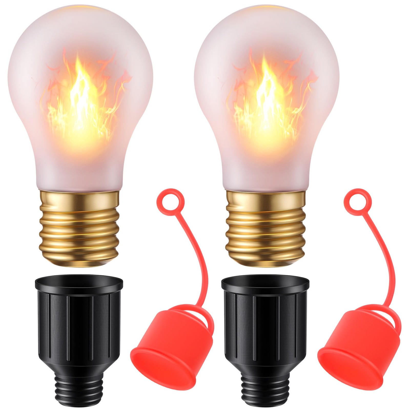 2 Pack Rechargeable Flame Light Bulbs – Wireless A19 Flickering Fire Bulb for…