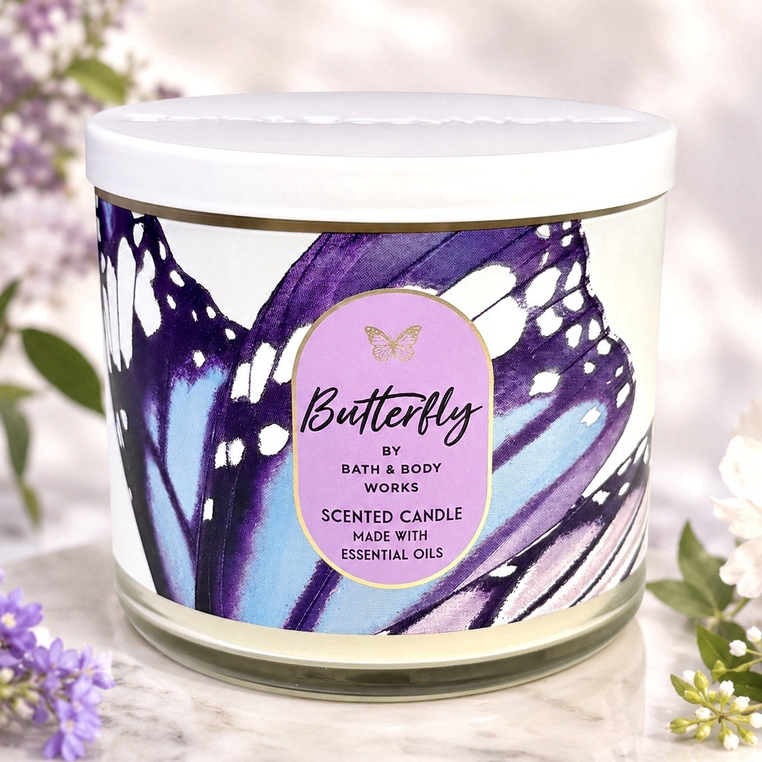 Bath & Body Works Butterfly 3-Wick Candle 14.5 oz Retired Sweet Floral Oils NEW