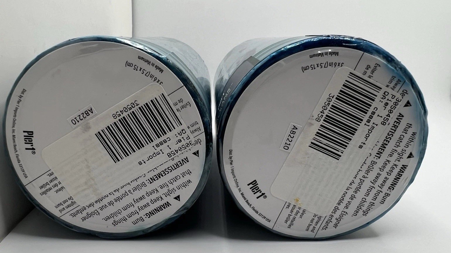 Set Of 2 Pier 1 Imports OCEANS Scented Pillar Candle 3×6 •NEW• Sealed• D/C