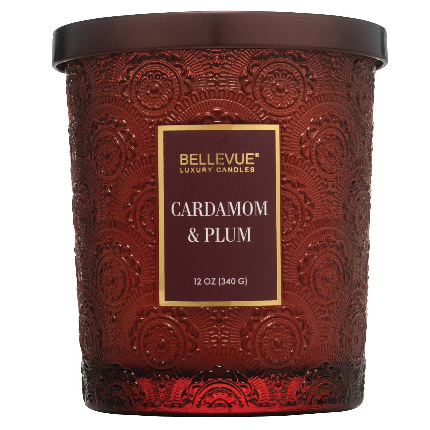 4- Pack Bellevue Luxury Candles Set Embossed Glass 12 Oz. Lead Free Wicks