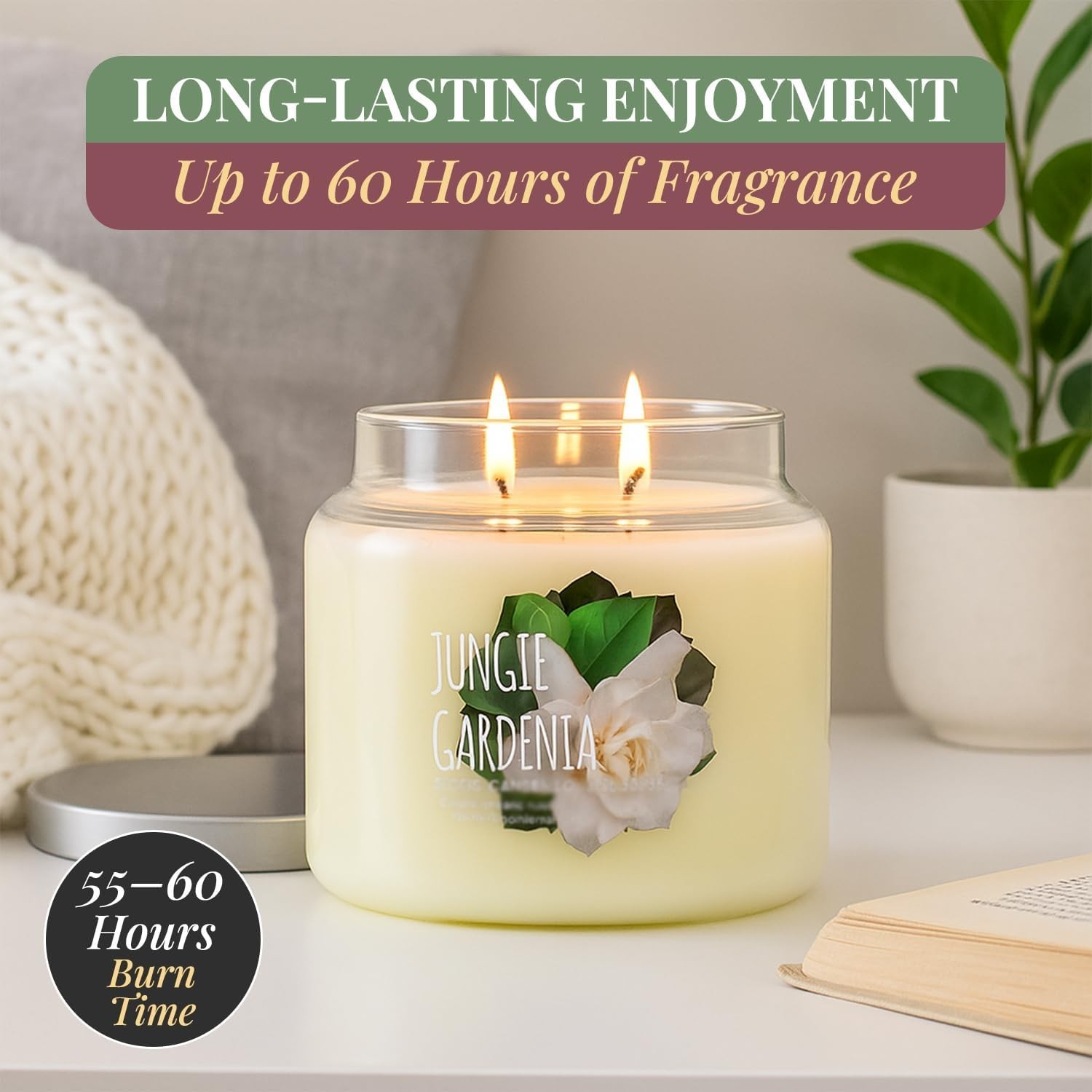 Jungle Gardenia Candle – Large 19 Oz Jar Candle with Natural Soy Blend – Gard…