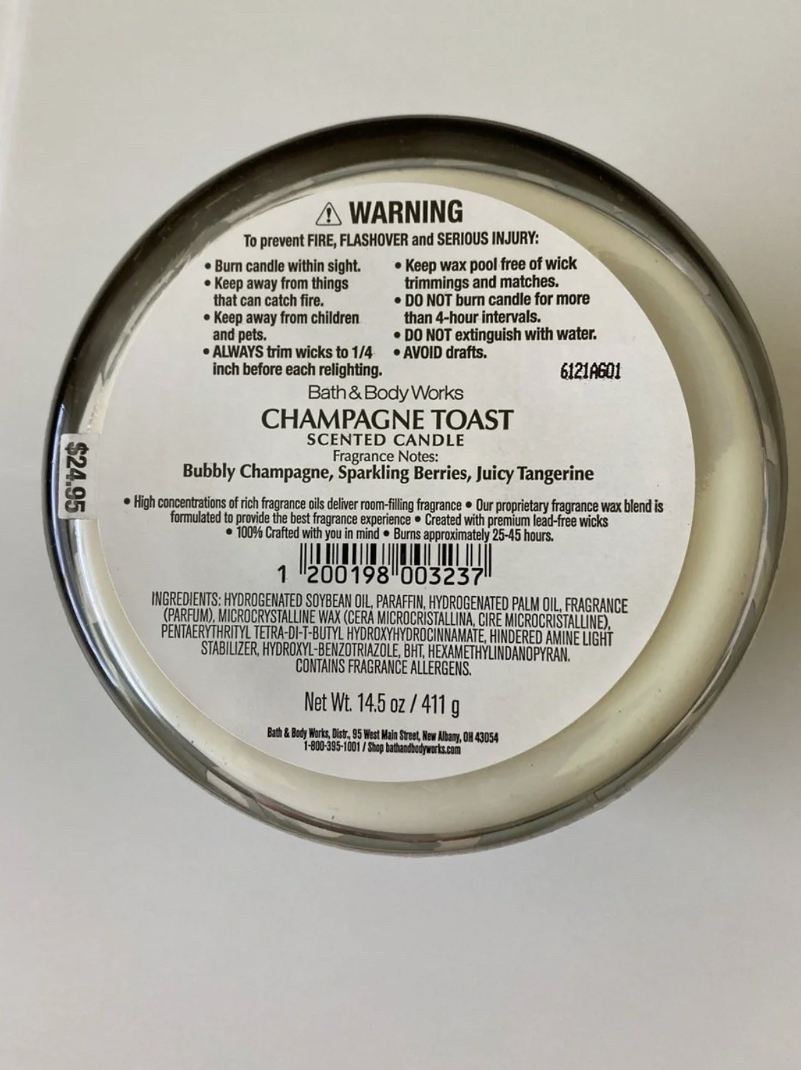 Bath & Body Works Champagne Toast Scented Jar Candle Soy Wax Blend 14.5 oz
