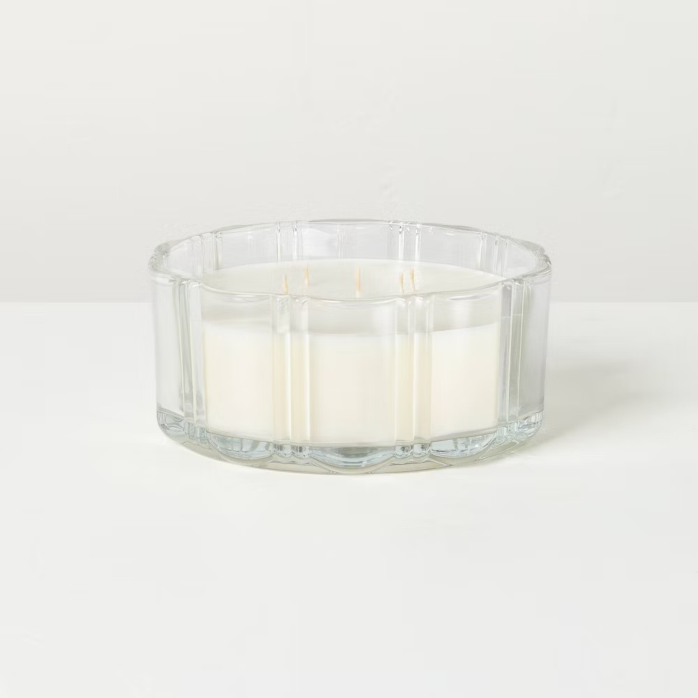 5 Wick XL Glass Mulled Spice Double Ribbed Scalloped Jar Candle Clear