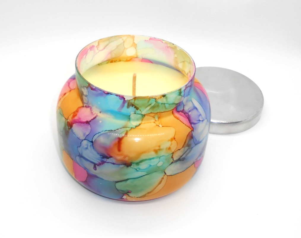Capri Blue Volcano Rainbow Watercolor Jar Candle 19 oz