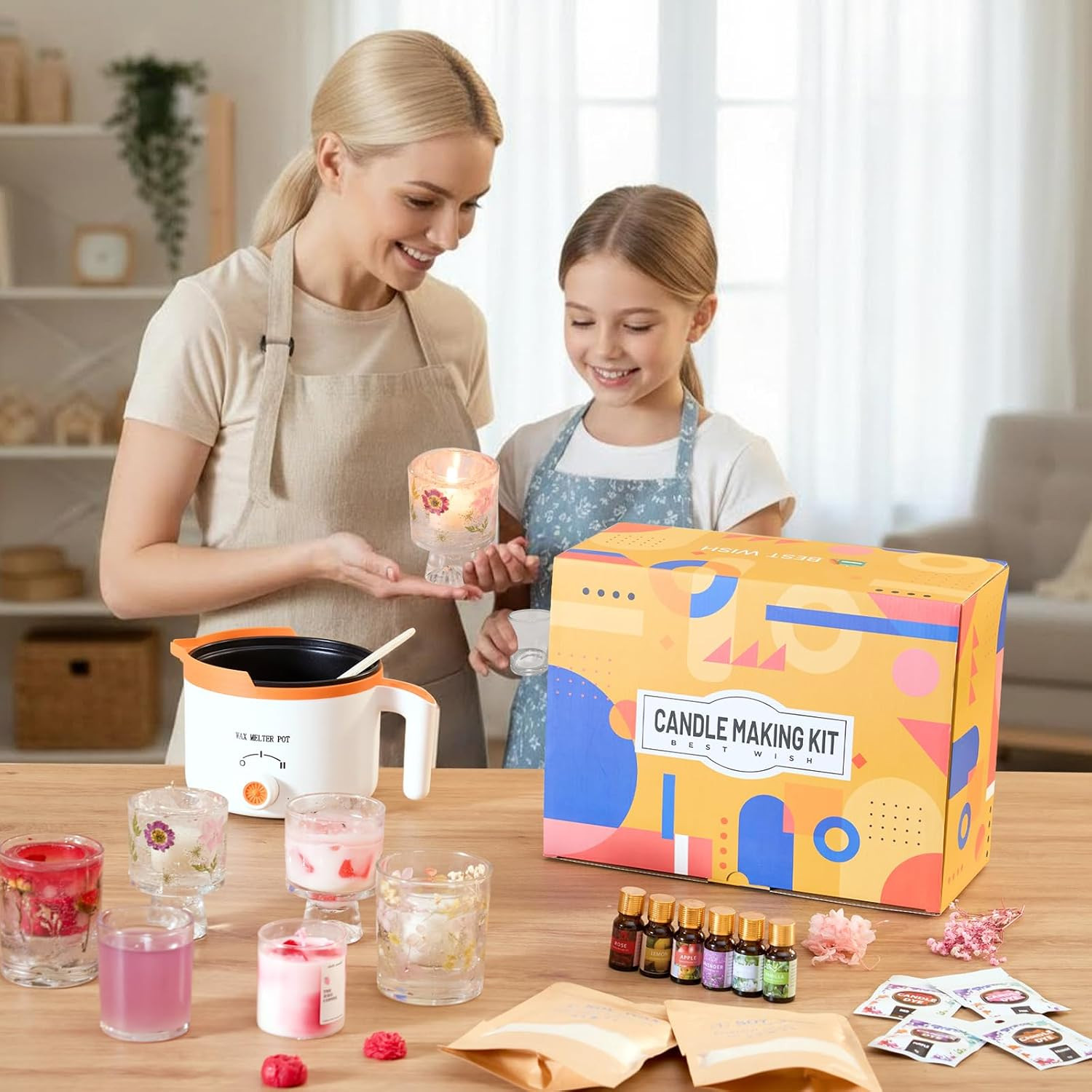 2-In-1 Soy & Jelly Wax DIY Candle Making Kit for Beginners & Adults | Complete C