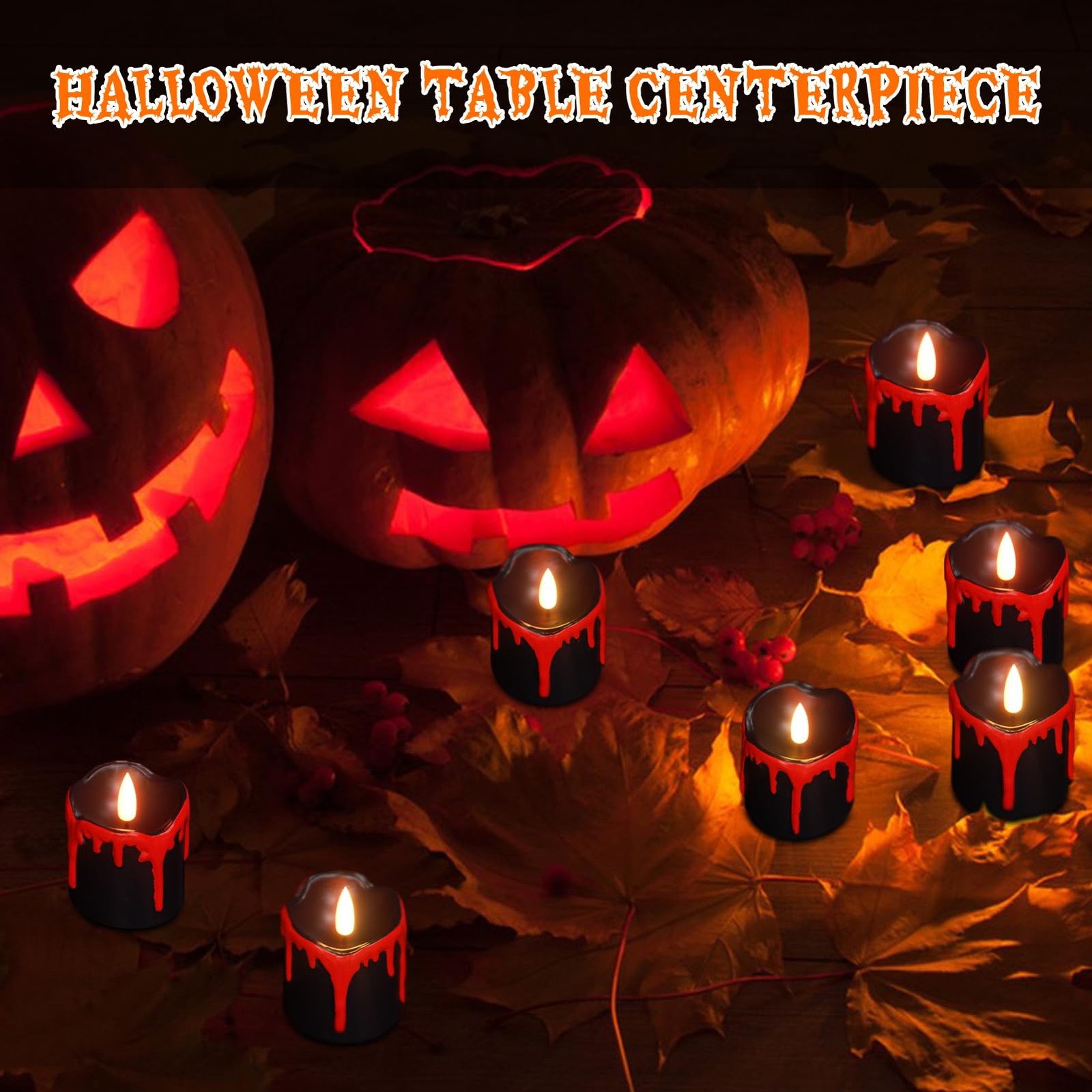 KunSwenn Halloween Black Votive Tea Lights Flameless Candles Battery Operated