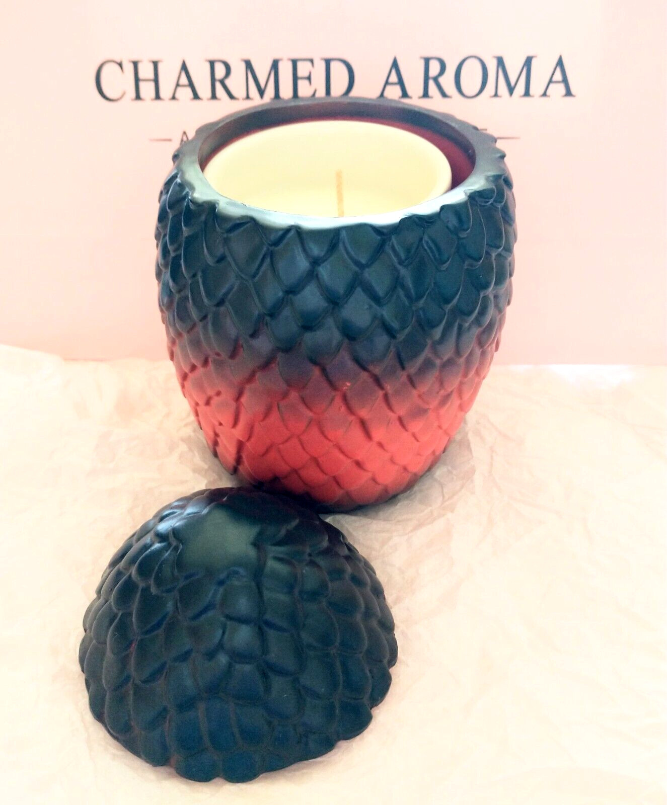 Charmed Aroma 925 Sterling Silver Ring Game of Thrones Dragon Egg Candle Size 7