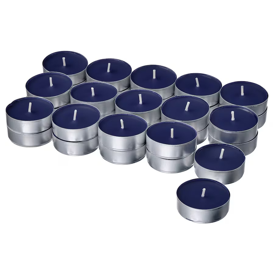 Pack of 30 IKEA Kopparlonn Candle Scented tealight, almond & cherry/blue, 3.5 hr