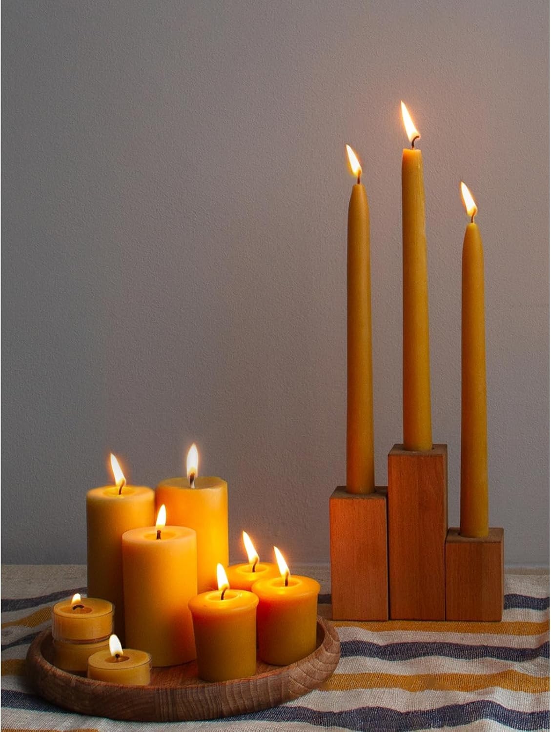 Elegant Beeswax Pillar Candles Set – 1.8×4 Inches, 34.5 Hours of Soothing Aromas