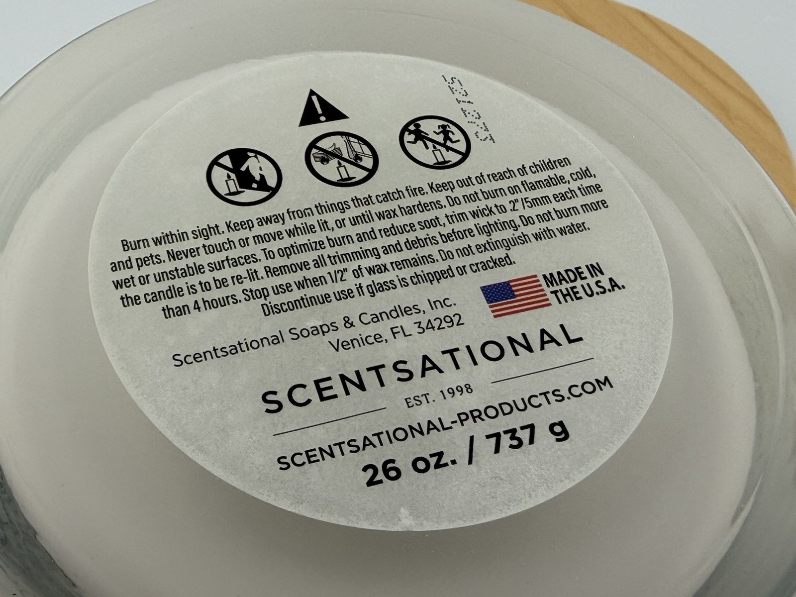 Scentsational Candle Coconut Beeswax Blend Energize Scent 26 oz Three Wick New