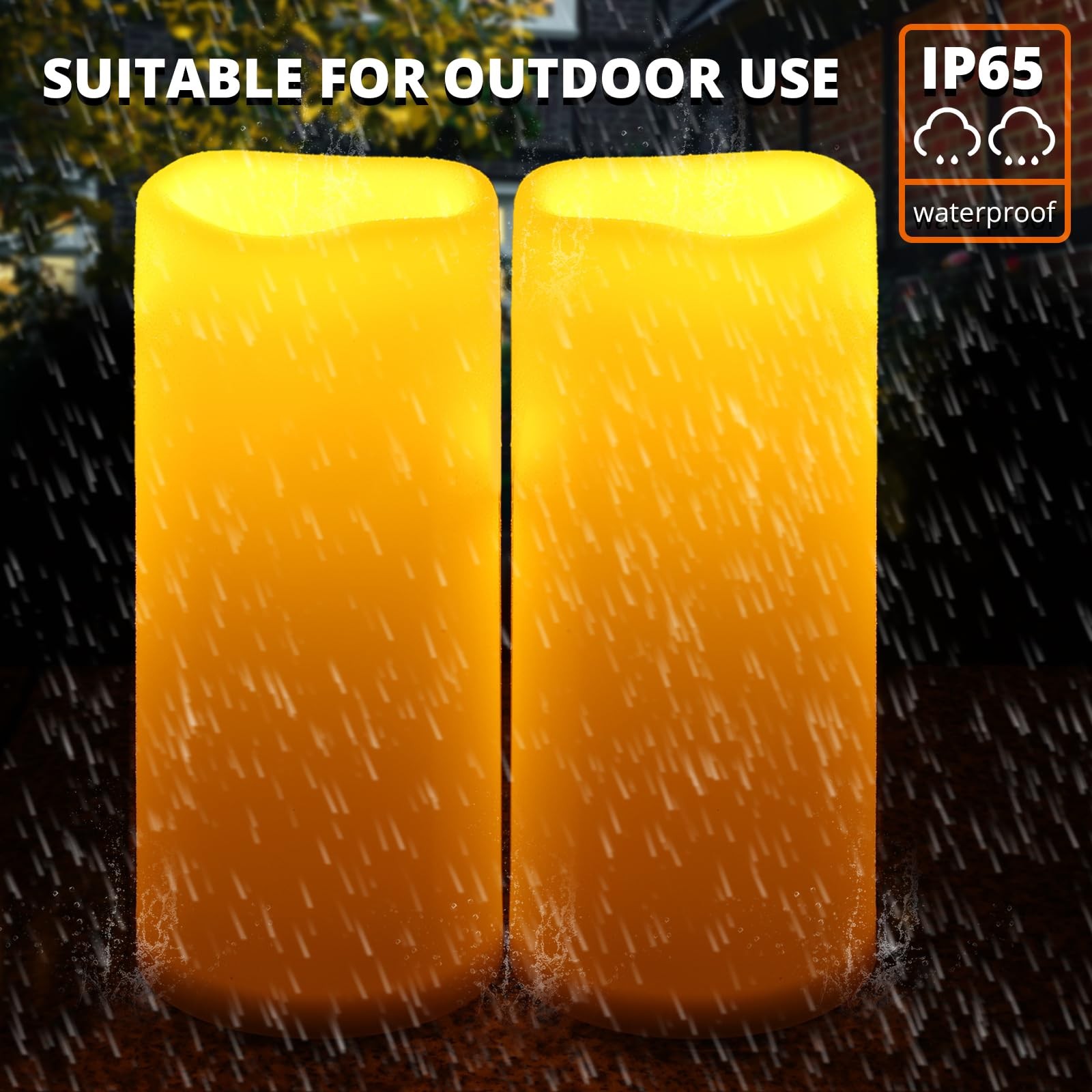 Large Outdoor Flameless Candles 12″ x 5″ – Waterproof Pillar Flickering Candl…