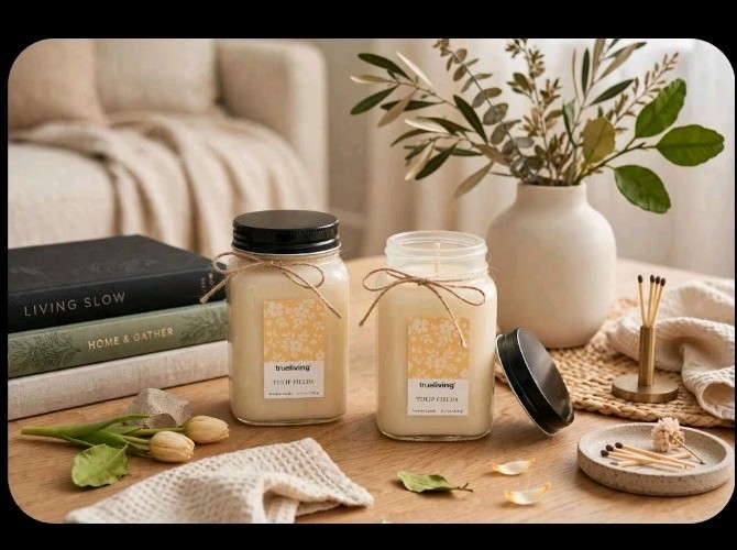 2 Tulip Fields Candles 11.5 Oz. Burn Time 40-50 Hrs.(Scent: Fresh Spring Blooms)