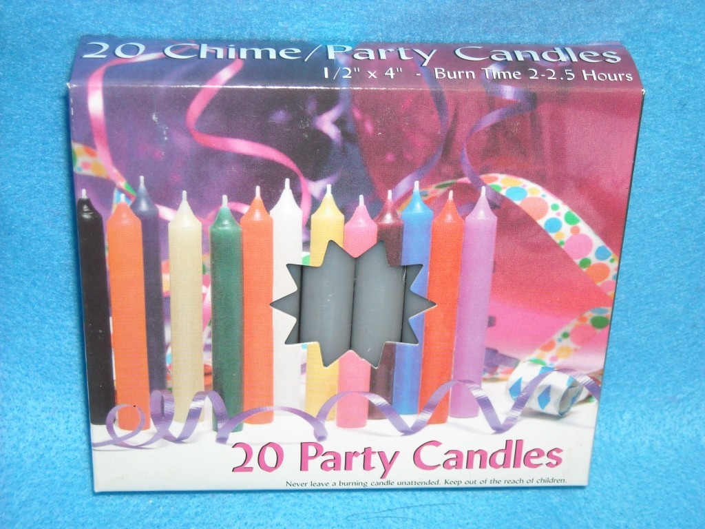 Angel Chime Party Candles, 1/2″ Diameter x 4″ Tall, 20 in New Box, Gray