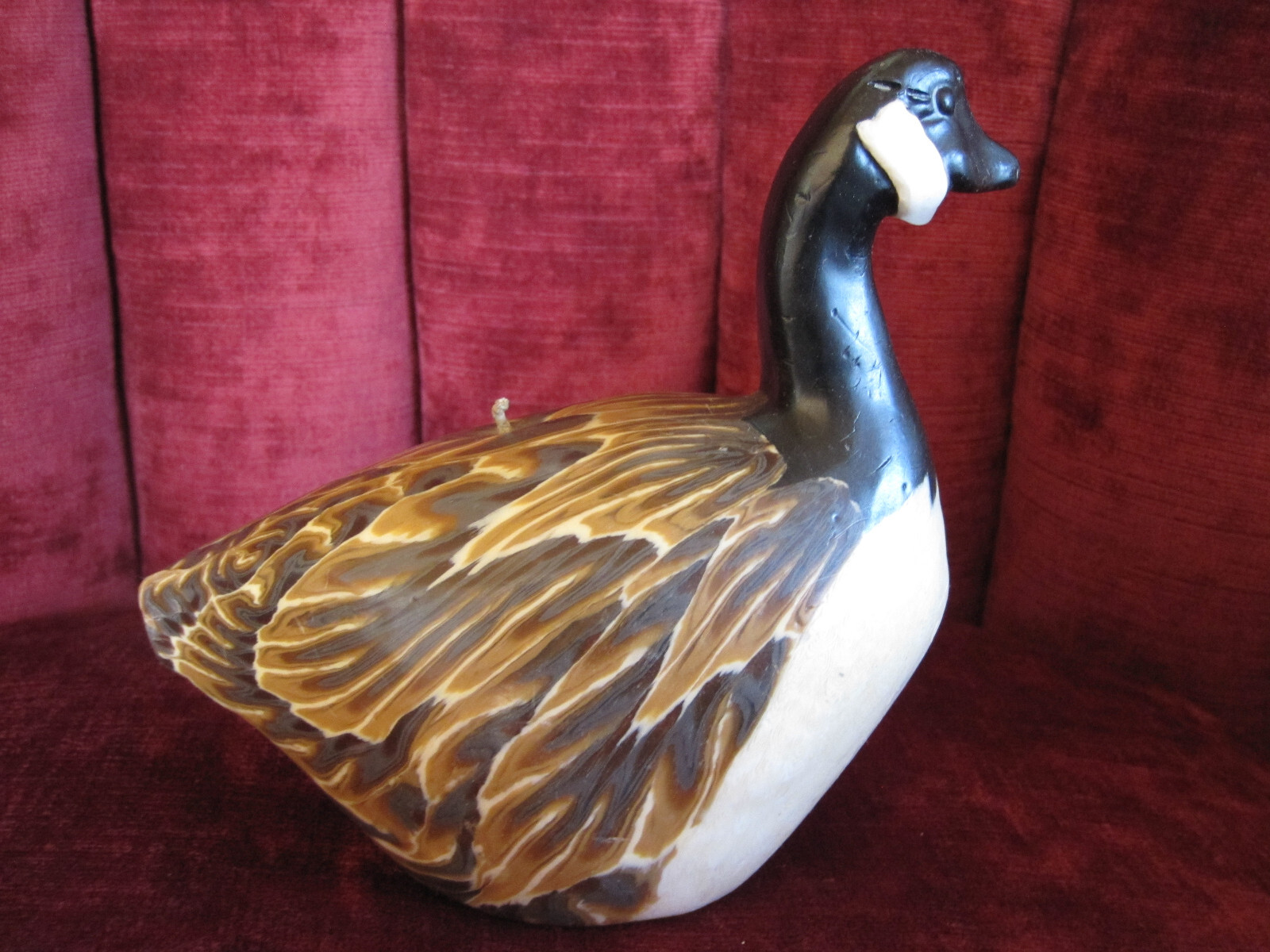 Wax carved candle Canada Goose figure, fall decor