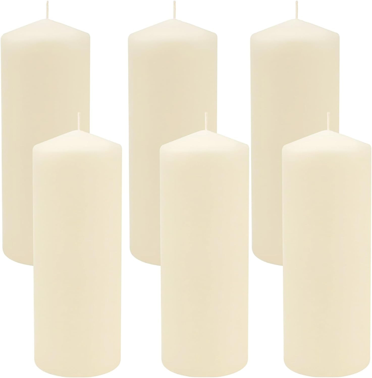 Unscented Pillar Candles – 35 Hour Burn Time, Long-Lasting Wax Candles for Weddi