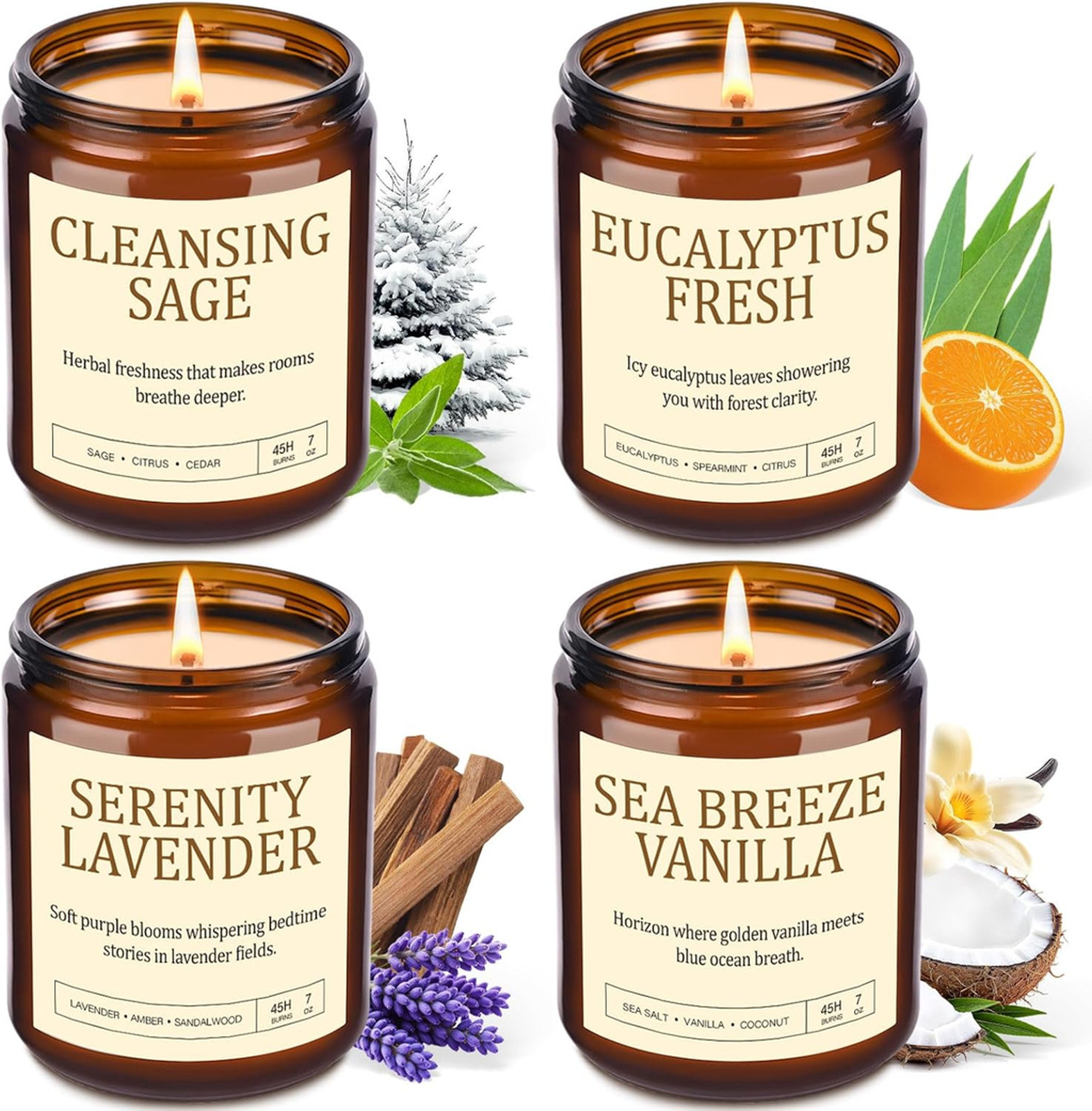 Scented Candles Gift Set, Long Lasting 4 Pack Aromatherapy Candles for Home