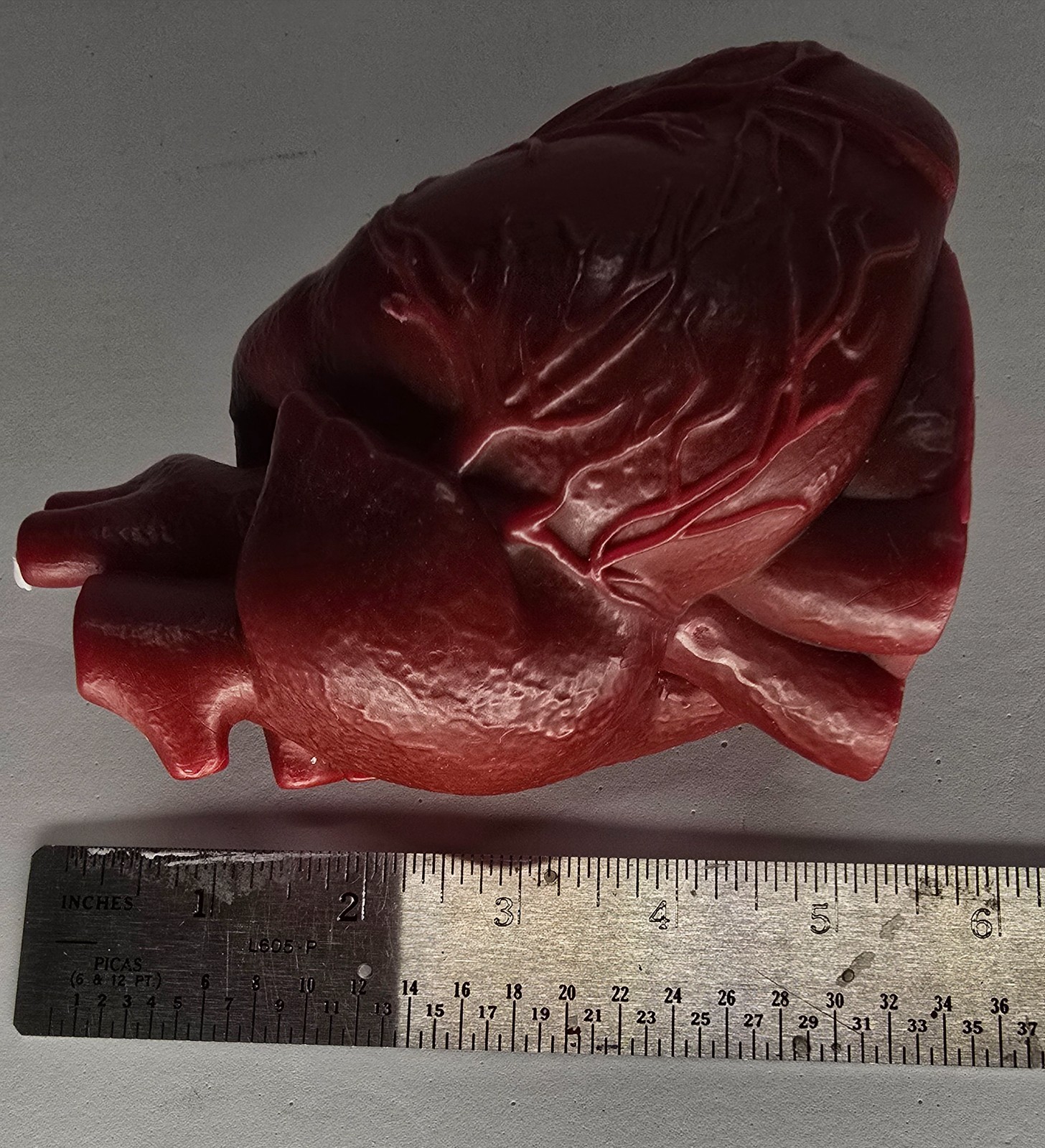 Heart Candle, 6 inches tall and 4 inches wide. wax.