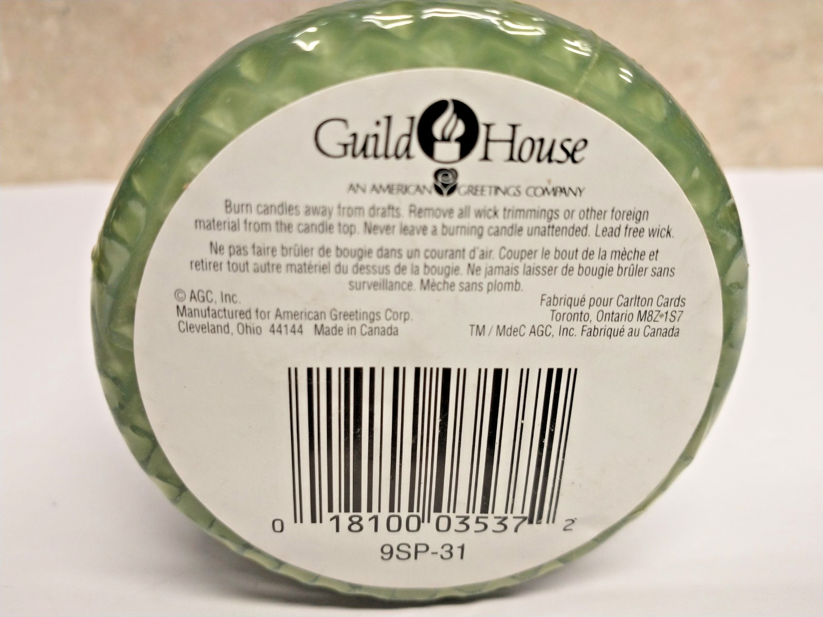 NOS Guild House – American Greetings – Pine Scented Pillar Candle 2.8″ x 9″
