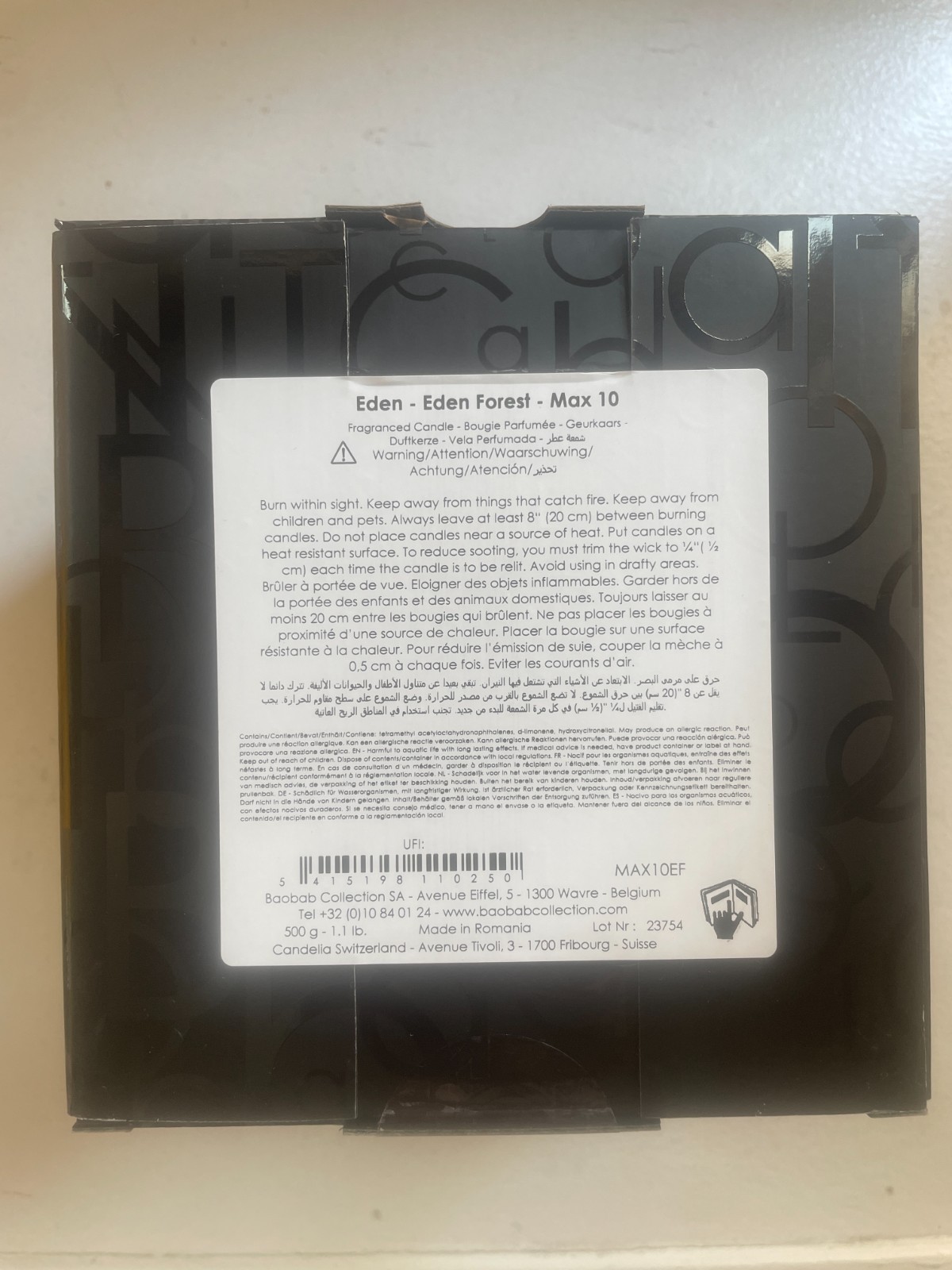 BAOBAB – Max 10 Eden Forest Scented Candle (NEW IN BOX)