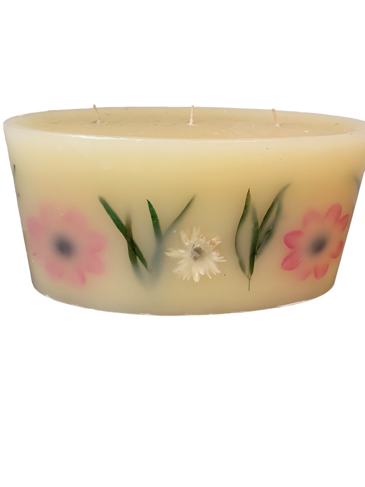 Large Botanical Candle 3 Wick Scented Pressed Flower 12×6 Vanilla