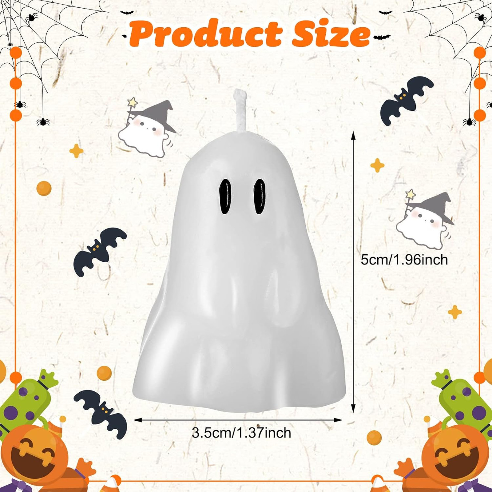 Halloween Candles Ghost Shape Soy Wax 10 Pcs Small Decorative Party Home Gift