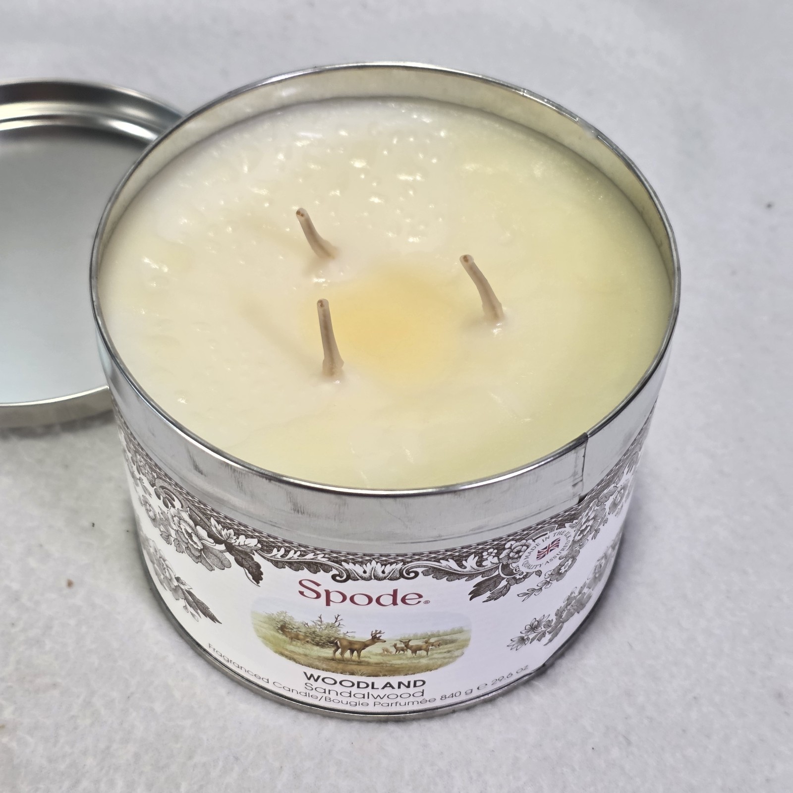 Spode Woodland Sandalwood Scented Candle 29.6 Oz New Large 3 Wick 75 Hours