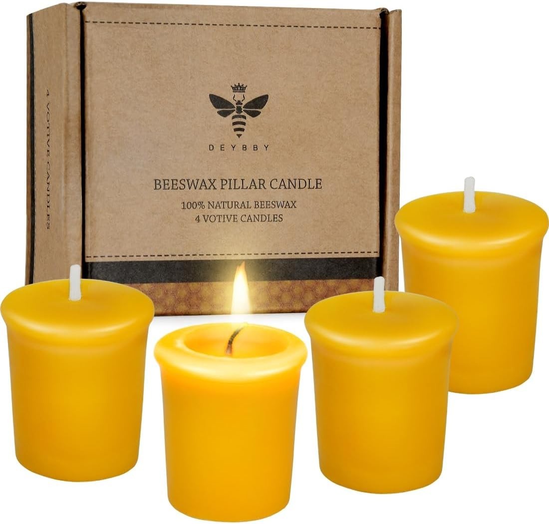 Radiant Yellow Beeswax Candles 4-Pack – 12 Hour Clean Burn for Any Occasion