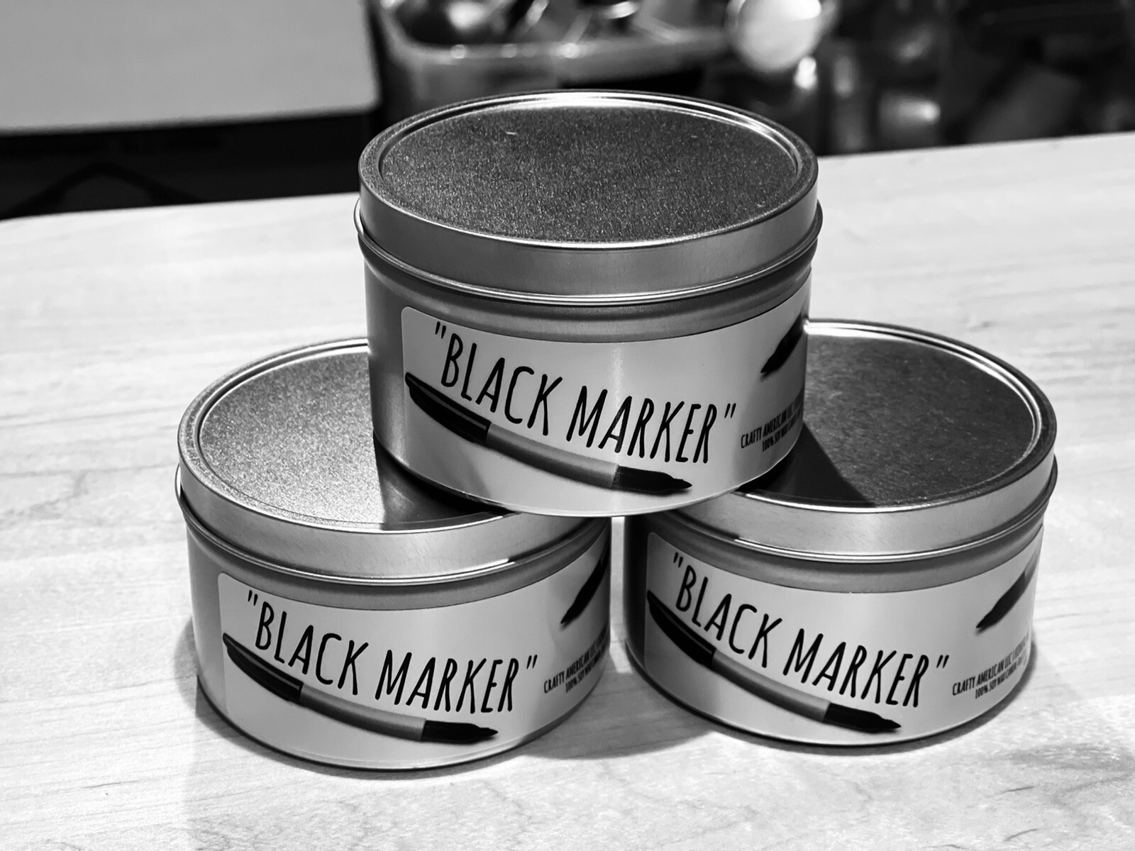 Black marker scented candle: the smell of art