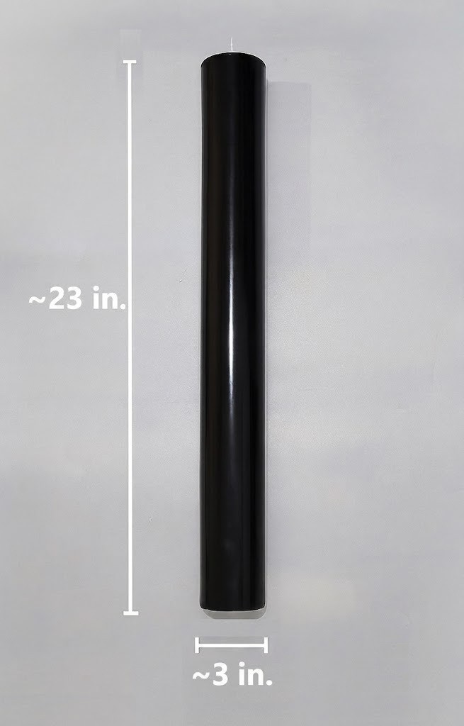 23″ Tall Black Pillar Candle 3″ Wide Handmade Extra Thick Architectural Decor