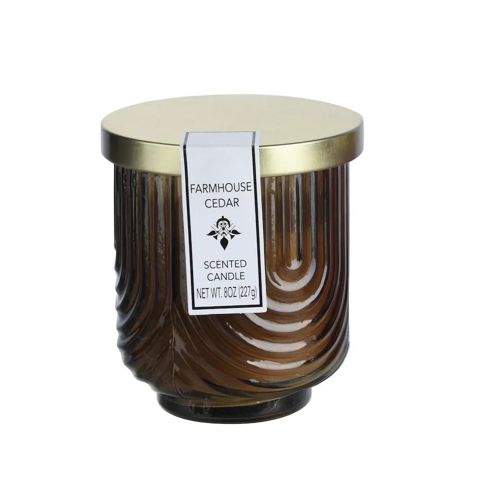 Art Deco Farmhouse Cedar Scented Jar Candles, 8 oz.