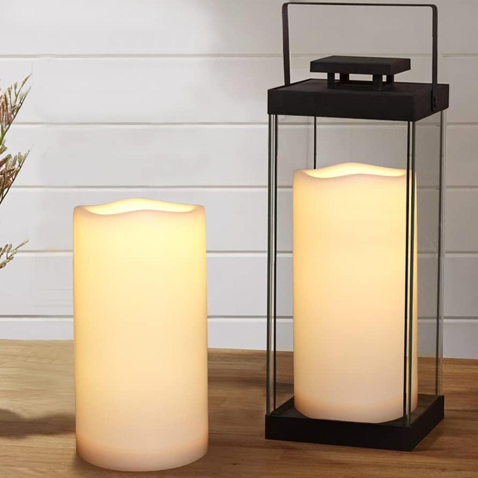 2 Pcs 4” x 8” Outdoor Waterproof Battery Operated Candles with Timer Large Led