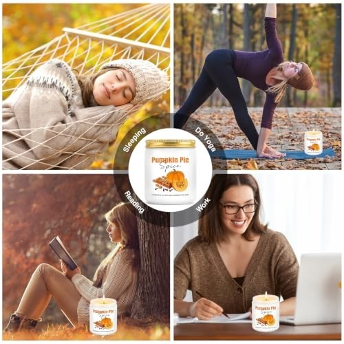 Pumpkin Cinnamon Spice Jar Candle Fall Scented Soy Wax 50 Hour Home Decor Gift