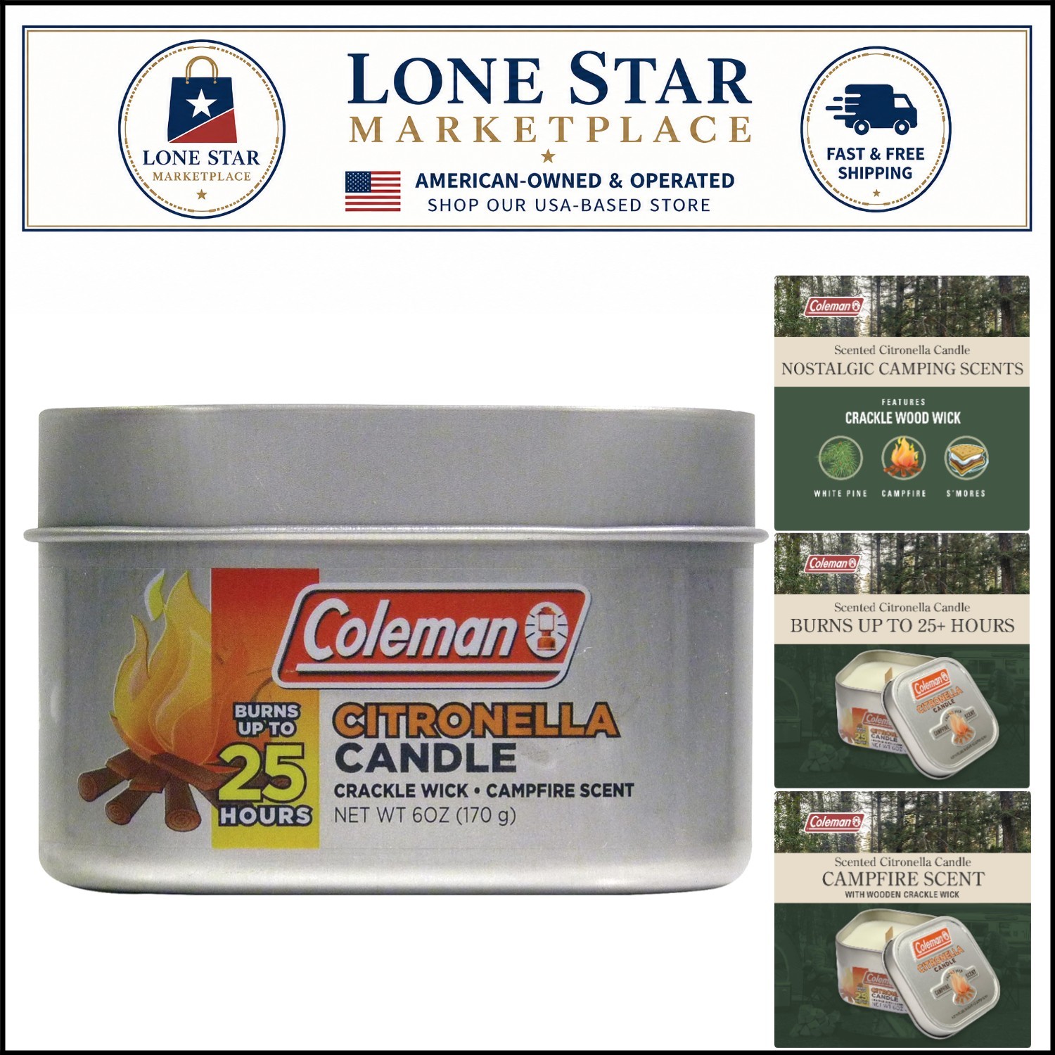 Cream Square Citronella Candle in Antique Tin – Perfect for Outdoor Celebrations