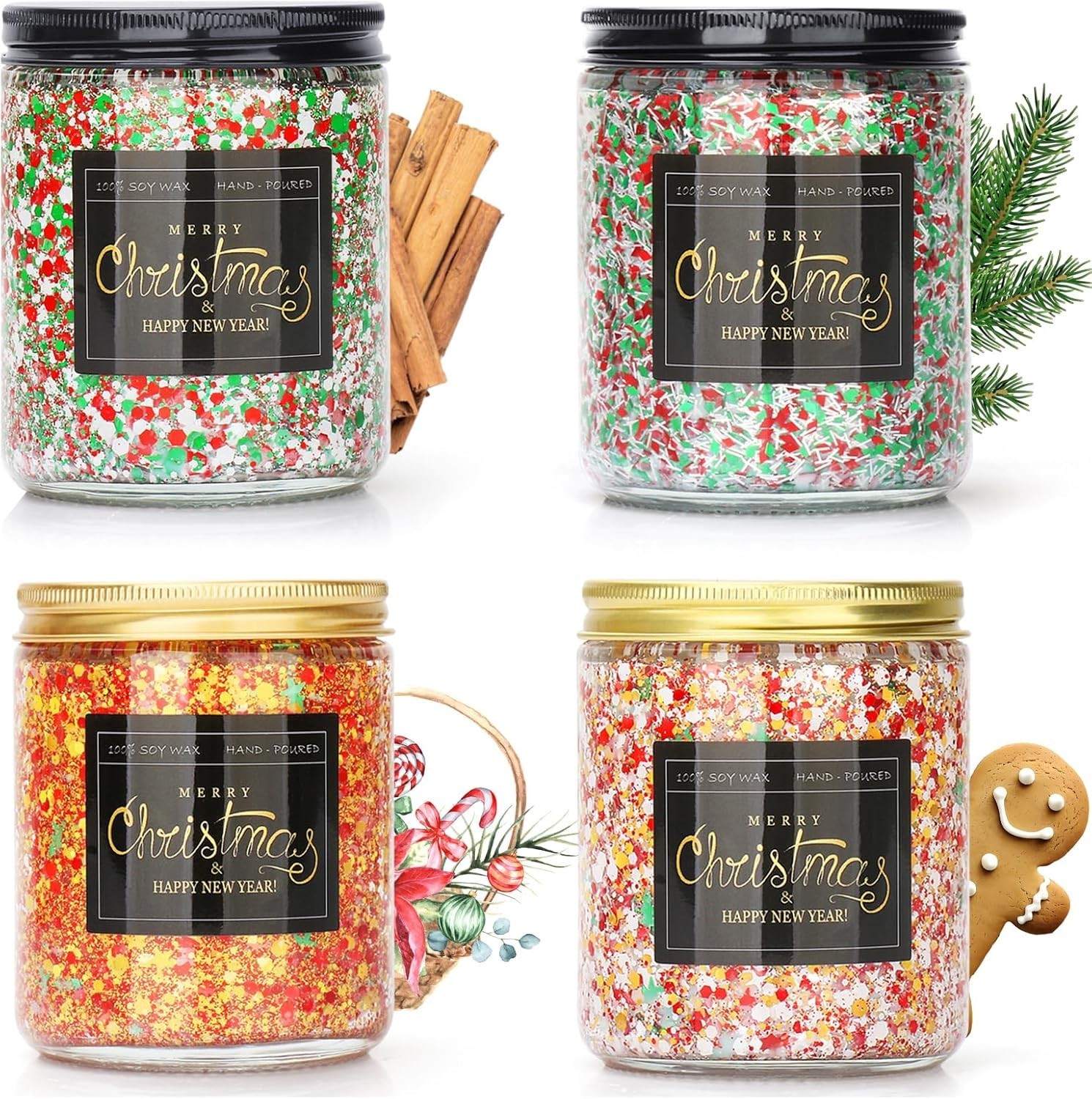 🔥Christmas Candle Set, 4 Pack Jar Candles Christmas Gifts for Women/Men 36 oz🔥
