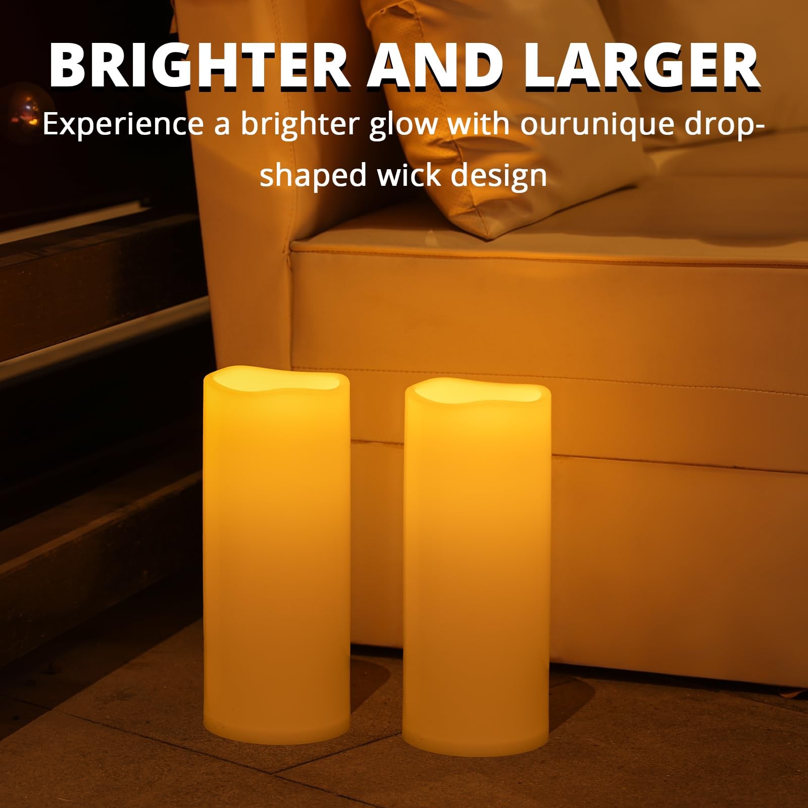 Large Outdoor Flameless Candles 12″ x 5″ – Waterproof Pillar Flickering Candl…