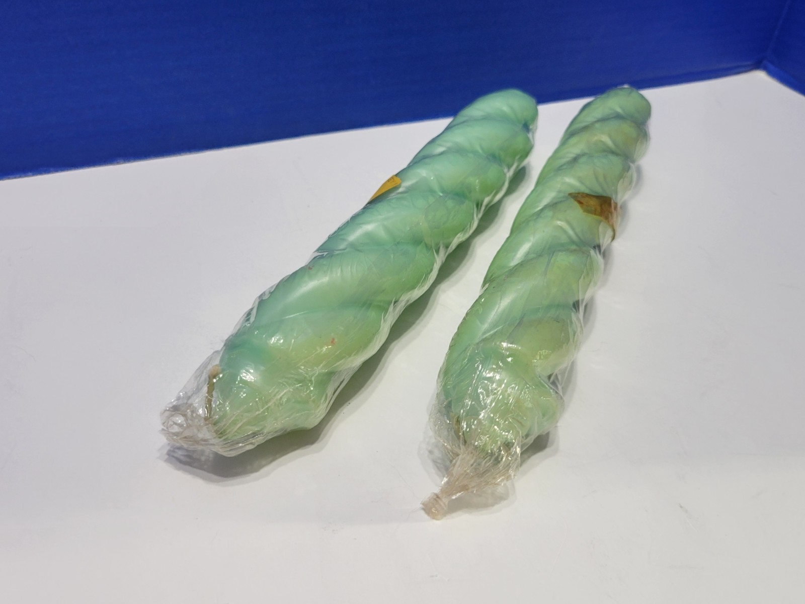 Vintage Emkay Jumbo Candle Gems Twisted Jade Taper Candles