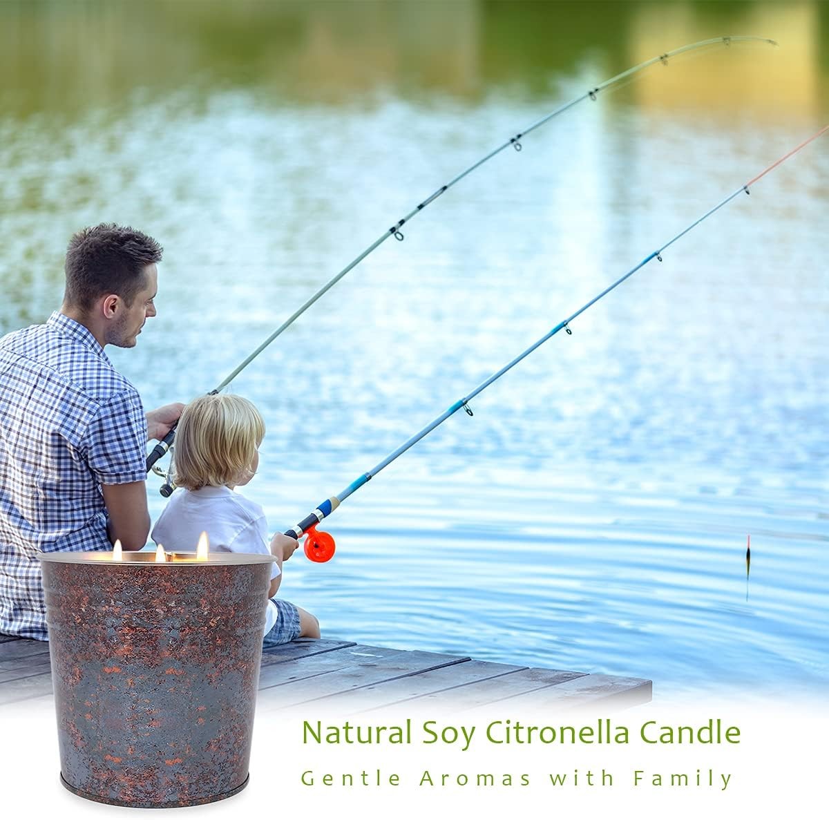 2 Packs Citronella Candle Outdoor Indoor, Large 3-Wick Bucket Candle for Summer,