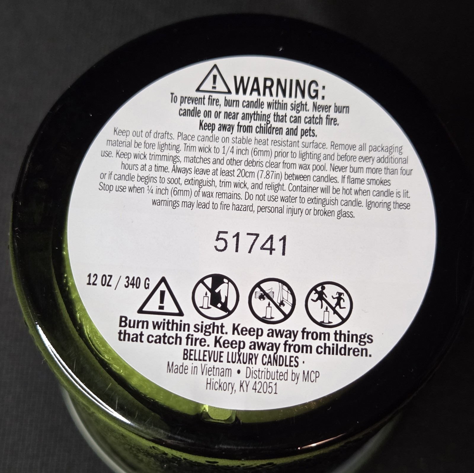 Bellevue Candle Forest Fern & Rainwater Embossed Green Soy Blend 2 Wick 12 Oz