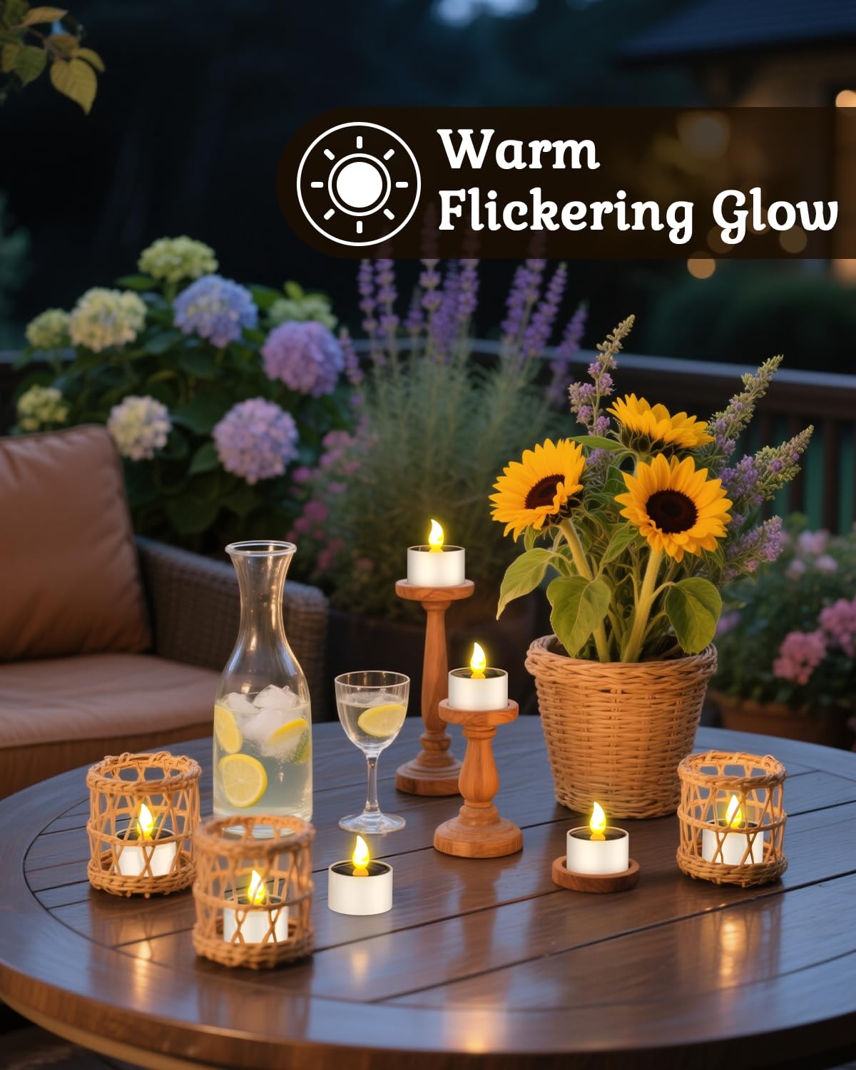 SoulBay 6pcs Solar Power Tea Lights Outdoor Candle Flameless Flicker IP65 Wat…