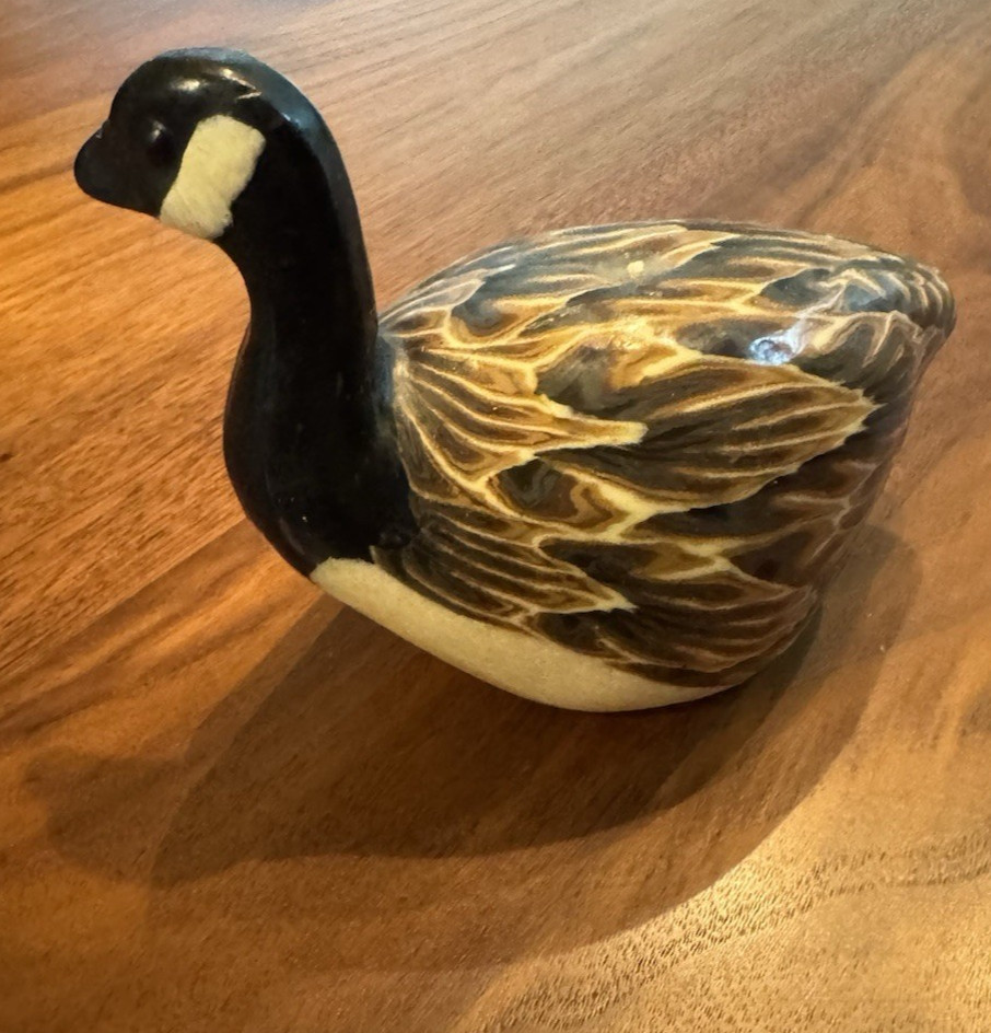 Vintage Canada Goose Figural Candle Marbled Wax Bird Lake House Cabin Decor
