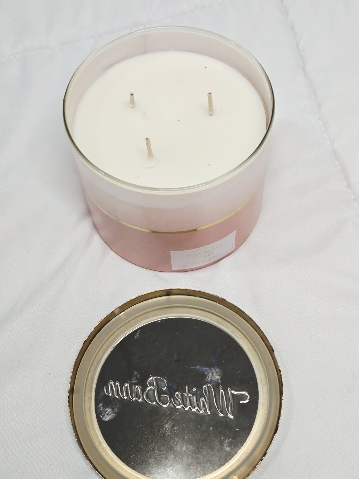 New White Barn Champagne Toast Scented 3 Wick Candle Burns 25-45 Hrs 14.5oz