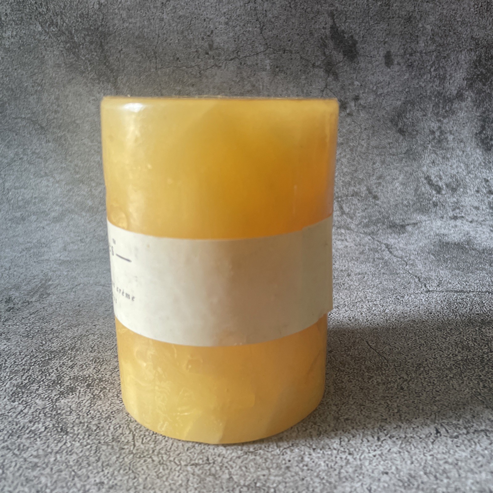 Pier 1 pillar candle unburnt Multiples 4×4″ ginger peach hazelnut lemon