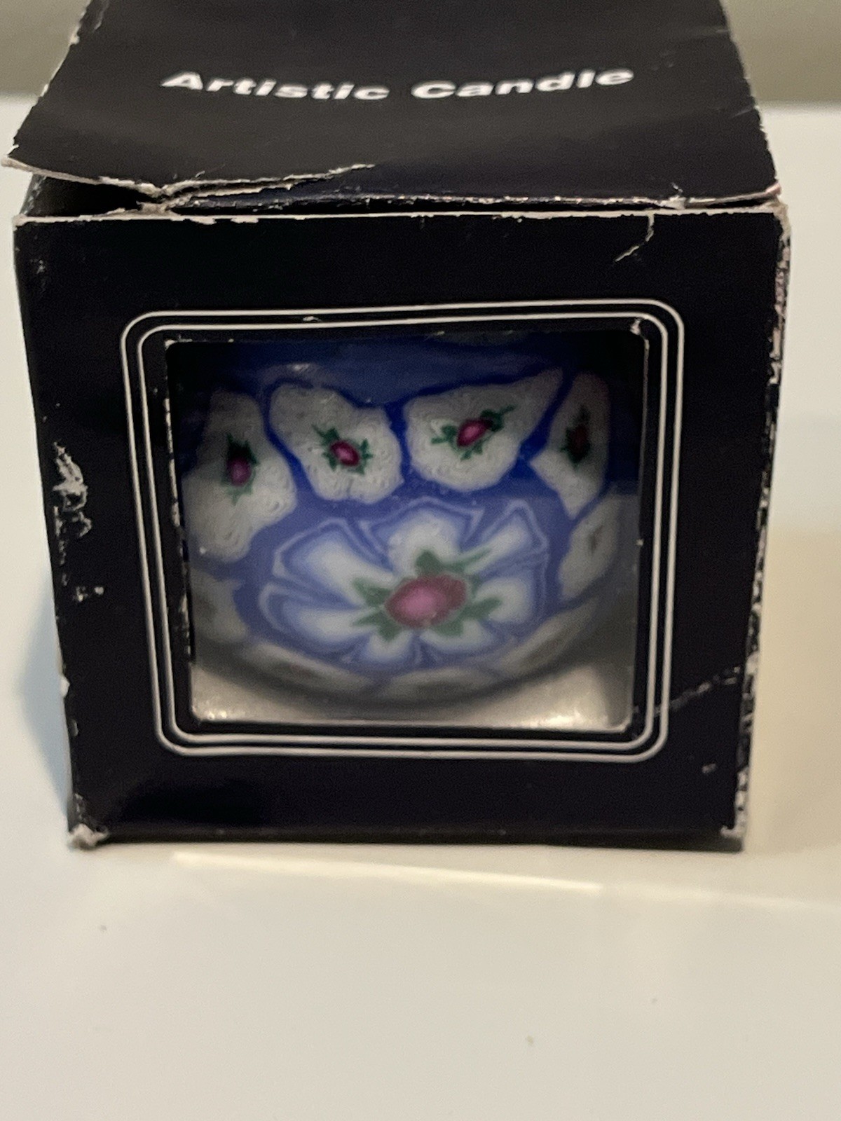Lot Of 2 VTG 90s Glowing Candle Blue White Globe Candle Millefiori NEW!